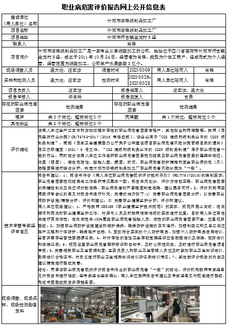 什邡市润锋纸制品加工厂现状评价