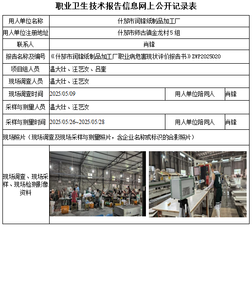 什邡市润锋纸制品加工厂现状评价